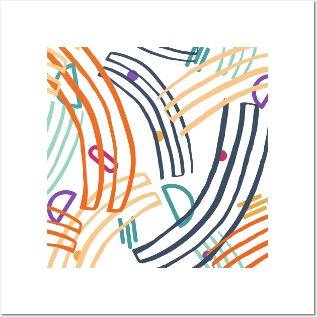 Colorful modern curved linear shapes pattern Wall Art by chrstdnl